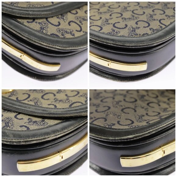 CELINE C Sulky Shoulder Bag Canvas Navy Beige - Picture 16 of 16